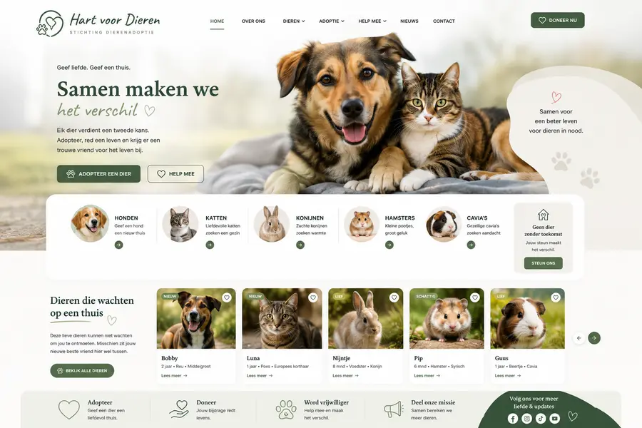 Website laten maken voor adoptiestichtingen - voorbeeld door Websolv