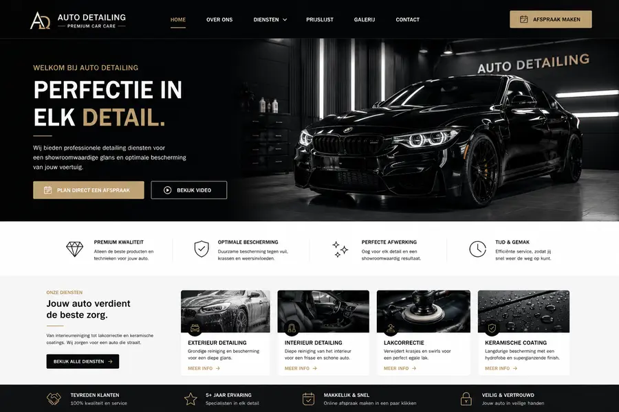 Website laten maken voor auto detailing - voorbeeld door Websolv