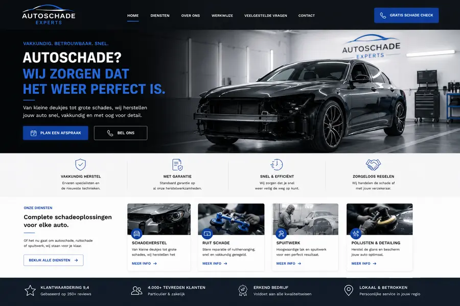 Website laten maken voor autoschade - voorbeeld door Websolv