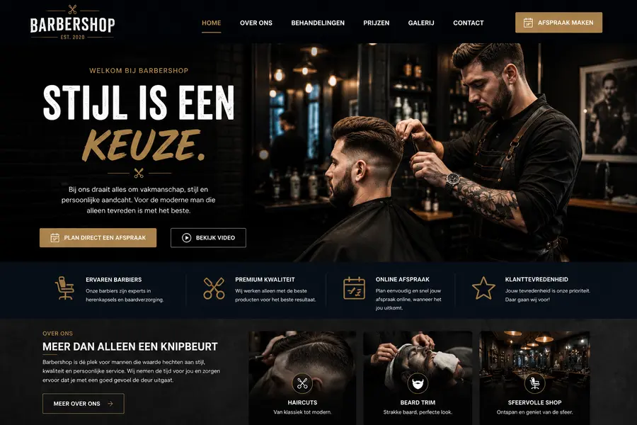 Website laten maken voor barbershops - voorbeeld door Websolv