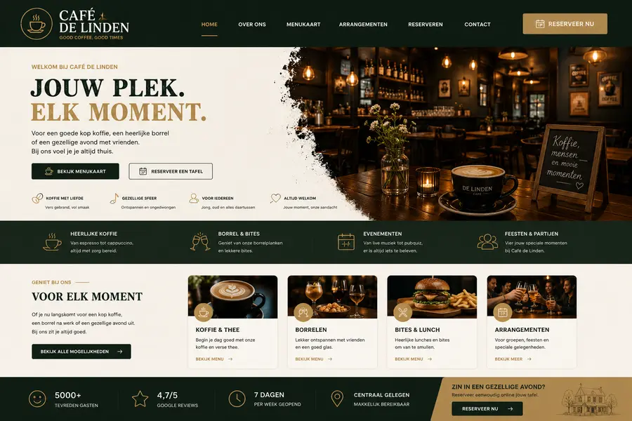 Website laten maken voor cafes - voorbeeld door Websolv
