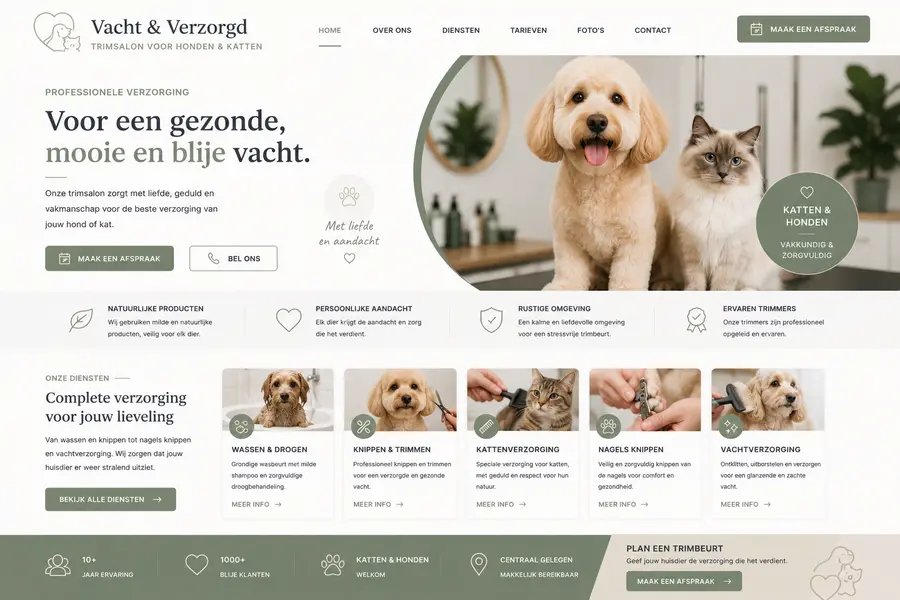 Website laten maken voor dierentrimsalons - voorbeeld door Websolv