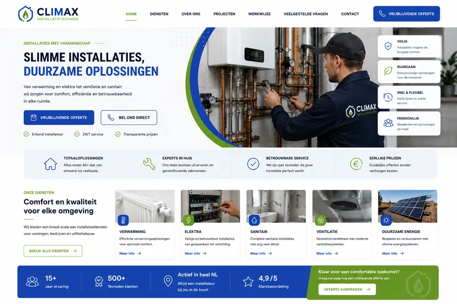 Website laten maken voor installateurs - voorbeeld door Websolv