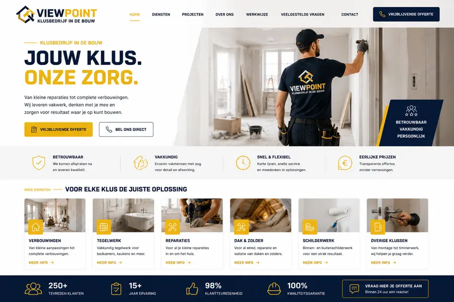 Website laten maken voor klusbedrijven - voorbeeld door Websolv