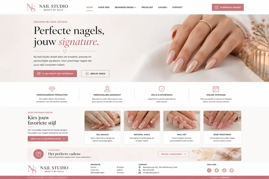 Website laten maken voor nagelsalons - voorbeeld door Websolv