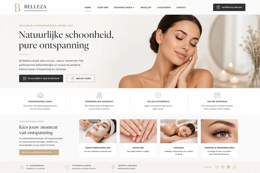 Website laten maken voor schoonheidssalons - voorbeeld door Websolv