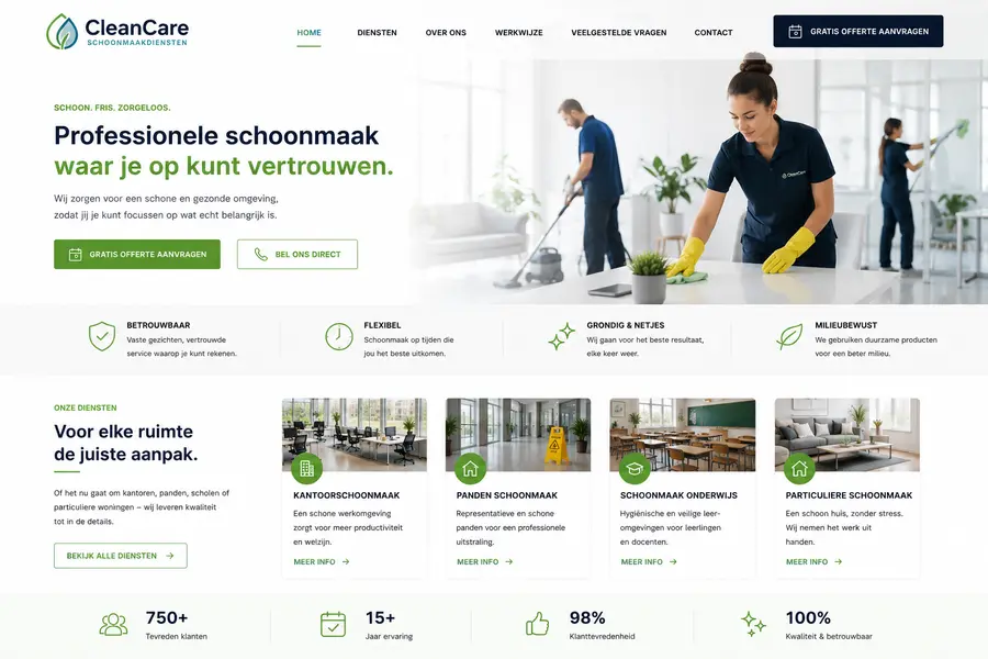 Website laten maken voor schoonmaakbedrijven - voorbeeld door Websolv